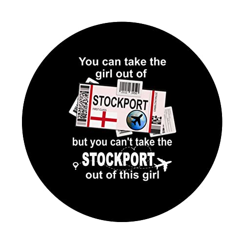 Stockport Boarding Pass - Stockport Girl - Stockport PopSockets Swappable PopGrip, Black - Image 3