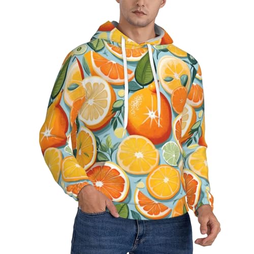 Svvcxzza Citrus Fruit Pattern Print Men'S Fleece Hoodie, Warm And