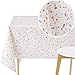 Produktbild KP HOME Wachstuchtischdecke mit Terrazzo Muster Wasserdicht Wachstuch Tischdecken Abwaschbar 200 x 140 cm Abstrakte Weiß Marmor Wachstischdecke Vinyl PVC Tischdecke Rechteckig 140x200 Outdoor 2m
