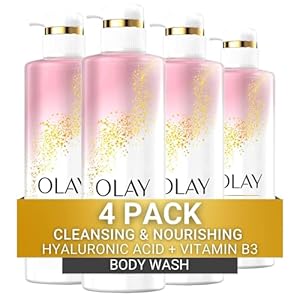 Olay Body Wash Women Cleansing & Nourishing with Hyaluronic Acid & Vitamin B3, 20 fl oz (Pack of 4)
