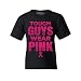 Shop4Ever Tough Guys Wear Pink Youth's T-Shirt Breast Cancer Awareness Shirts Youth Medium Black 17980