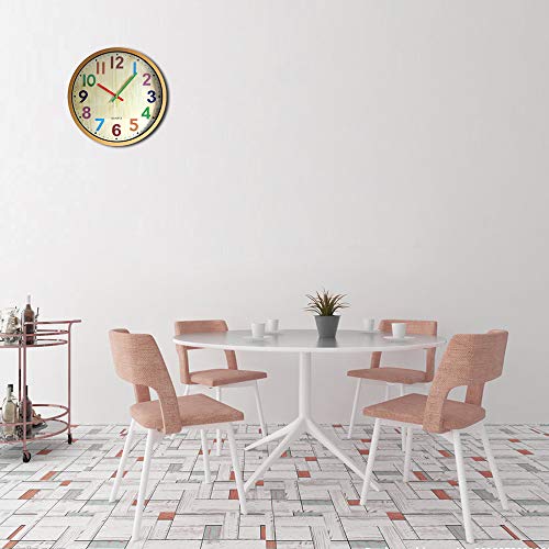 Wall Clock, 12 Inch Easy To Read Silent Non-Ticking Colorful Battery Operated Clock ,For Bedroom,Living Room,Kitchen,Office,School Classroom ( Yellow ) #TOP5