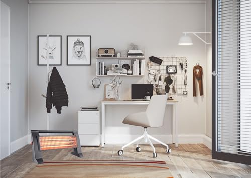 Quarz-Heizstrahler mit 3 Leistungsstufen, 400/800/1200 W, Kippschutz, Sicherheitsgitter, Grau