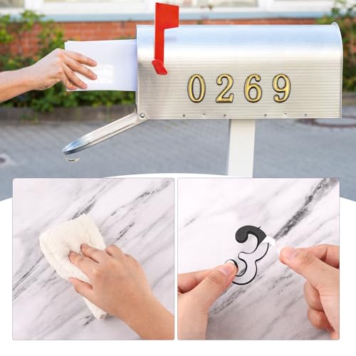 20stk 5,2cm Große Briefkasten Nummern für Draußen, 0-9 Goldene Briefkastennummern Selbstklebende Türadressnummernaufkleber für Briefkästen Wohnungen Häuser Zimmer Büros Mülltonnen