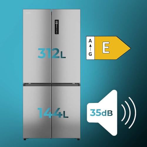 Cecotec Réfrigérateur 4 Portes Semi Intégrable Total No Frost Bolero CoolMarket 4D 456 SBI Inox E Extra Capacité Max 456 Hauteur 189 cm et 83 cm Largeur MetalFlexCooling Compresseur Inverter - vue 3