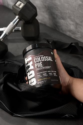 Image of GOAT Fit Colossal Pre | PreWorkout Powder 200mg Caffeine 4g Beta-Alanine 3g Citrulline 1.5g Arginine 1g Creatine with Himalayan Pink Salt (360gm - 30 /60 servings, Kala Khatta)