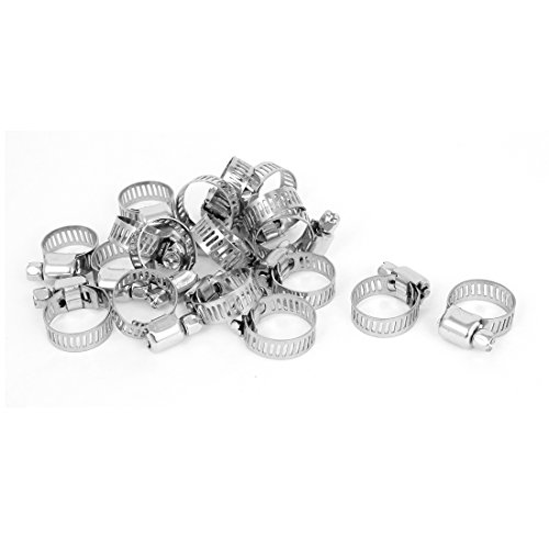 Aexit Adjustable 9-16mm Clamps Stainless Steel Worm Drive Hose Clamp Hoop Pipe Strap Clamps Fastener 18pcs