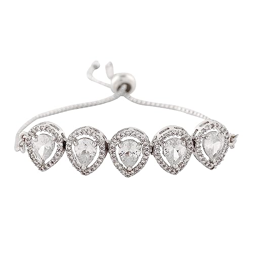 Estele Beautiful Drop or Oval Shaped CZ Precious Pears Designer Bracelet for Girls & Womens (B0C7N1GK6K) Amazon Price History, Amazon Price Tracker