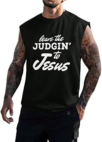 BAJAC Letter Printed Tank Tops for Men Muscle Gym Workout Athletic Shirt Gym Bodybuilding Sleeveless Cut Off T-Shirts Vest(Black,Large)