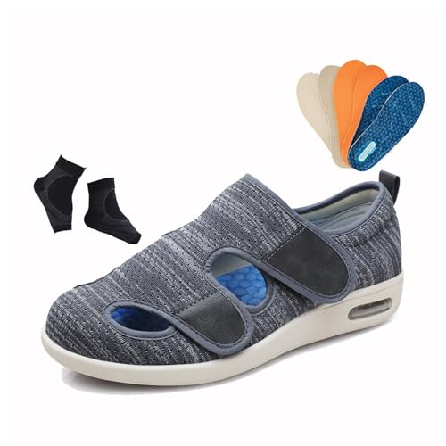 Men's Comfy Adjustable Non-Slip Breathable Open Toe Diabetic Sandals, Stylish Arch Support Easy on and Off Strap Summer Slippers, for Elderly Diabetic, Plantar Fasciitis, Heel Pain