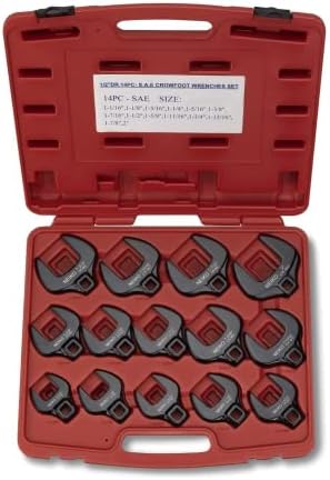 Neiko 03325A ½” Drive Jumbo Crowfoot Wrench Set | 14 Piece | SAE | 1-1/16” to 2” | Cr-Mo Steel