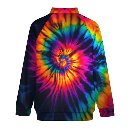 Men's Rainbow Tie Dye Jacket Casual Spring Fall Windbreaker Bomber Zip Up Coat4