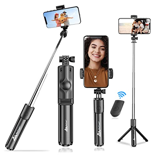 WeCool Selfie Stick with Tripod Stand, Bluetooth Extendable Tripod for Mobile Phone, 3-in-1Multifunctional Selfie Stick for iPhone/Mi/OnePlus/Samsung/Oppo/Vivo and All Phones