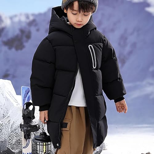 Kids Knee Length Long Down Coat with Hood Winter Parka Waterproof Warm Puffer Jacket Thickened Cotton Padded Overcoat4