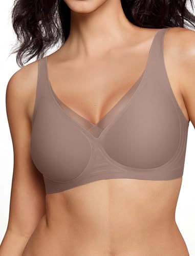 Image of ProKloud WirelessTriangle Bralettes for Women Plunge Unlined Unpadded Bras | No Underwire Comfortable Everyday Tshirt Bra,Hook and Eye Closure