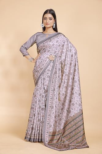 Image of Garden Vareli Pashmina Saree With Unstitched Blouse Piece