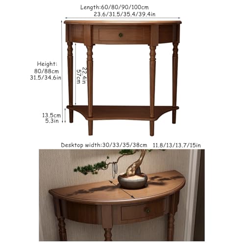Mesa de sofá semicircular para sala de estar y decoración de pasillo con mueble de madera 3