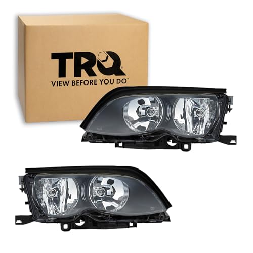 Image of TRQ Headlight Assembly Set BM2502122 BM2503122 | For 2002-2005 BMW 325i 325xi 330i 330xi