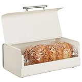 ALMACENAMIENTO SENCILLO: Esta panera metálica cuenta con tapa para mantener frescos los productos horneados como baguettes, panes y rosquillas, y para protegerlos del polvo, la suciedad y la humedad.