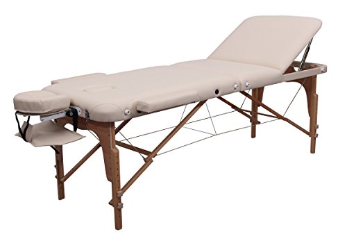 Table de massage ZEN PhysioTop - table de massage pliable et réglable en hauteur - table de massage mobile - bras et dossier, oreiller cervical, appui-tête ergonomique - Créme Cover