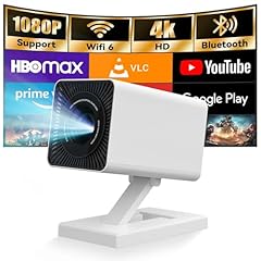 Mini Projector with WIFI 6 and Bluetooth, 4K 1080P Support Portable Projector Movie Auto Keystone for Laptop, PC, Smartphone