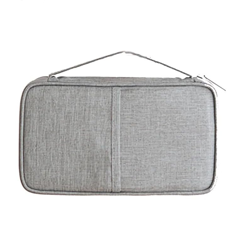 GowlozTravel Organizer Passport Pouch | RFID Blocking Family Passport Holder with Card Slots, Zipper Pocket & Key Ring | Compact Travel Wallet for Documents, Tickets, and ID (Grey, 22x13.5 cm)
