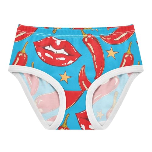 Wusikd Lips Chili Peppers Girls' Underwear Cotton Stars Girls Briefs Soft Toddler Underwear 2T