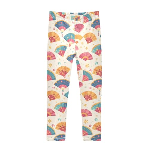 KLL Hand Drawn Cute Japanese Fans Little Girls Legging Soft High Waisted Sweatpants Sports