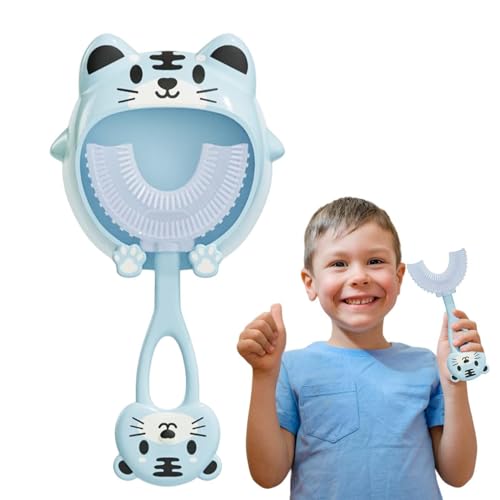 Lmyit U字型歯ブラシ、口腔清掃ブラシ子供 、かわいい動物の形の歯が生えるおもちゃ、 ポータブルベビーシリコン歯ブラシ、360°楕円形クリーニング歯ブラシ、赤ちゃんの経口シリコンクリーニングツール、 2歳以上の赤ちゃん、子供に適しています