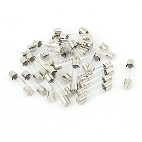 sourcing map 30Uds 6x30mm Rápido Soplado Bajo Rotura Capacidad Vidrio Tubo Fusible 6A 250V