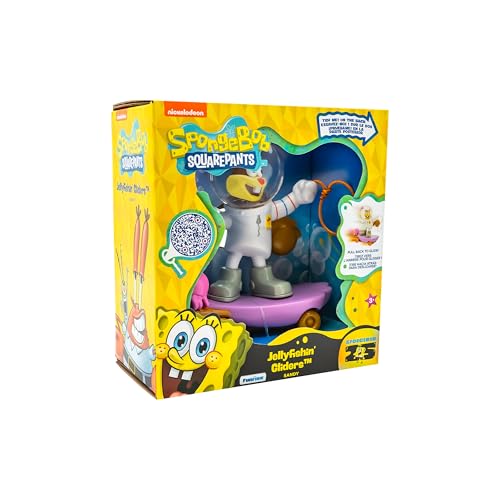 Spongebob Schwammkopf, Quallenfischen Gleitschirme Sandy Cheeks, 5 Rückzieh-Rennspielzeug mit Quallenfisch-Aktion, ab 3 Jahren, Gelb