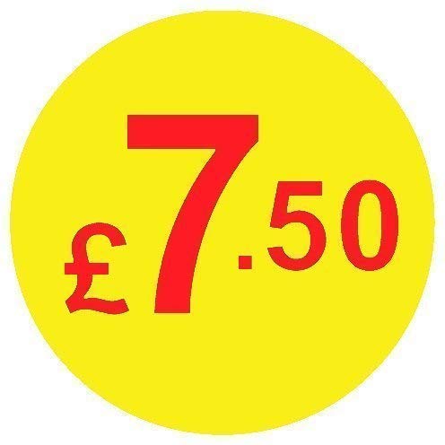 from 99p to £10 - Pack of 200 Red & Yellow 20mm Price Stickers/Sticky Labels - 40 Different Prices to Choose from (Red & Yellow £7.50)