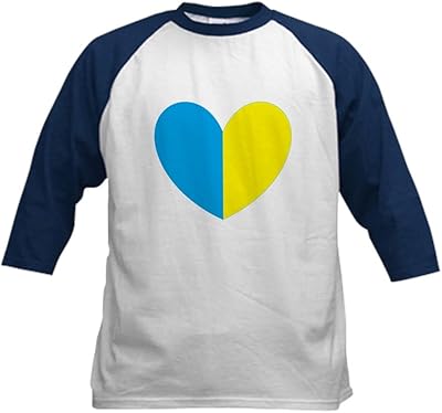 CafePress I Stand with Ukraine Heart Baseball Jersey Kids Cotton Baseball Jersey, 3/4 Raglan Sleeve Shirt Navy/White