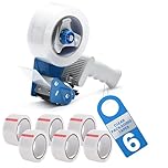 Luxuriaz Heavy Duty Packaging Tape Gun, 6 Clear Packing Tapes 1.88 Inch x 65 Yards with Tape Dispenser, Ideal for Securing Office Supplies, Moving Boxes, Durable and Reliable for Home and Office Use