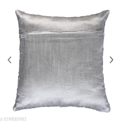 Image of Aesthetic Polyester Cushion Covers | 16x16 Inch | Silver | Set of 5