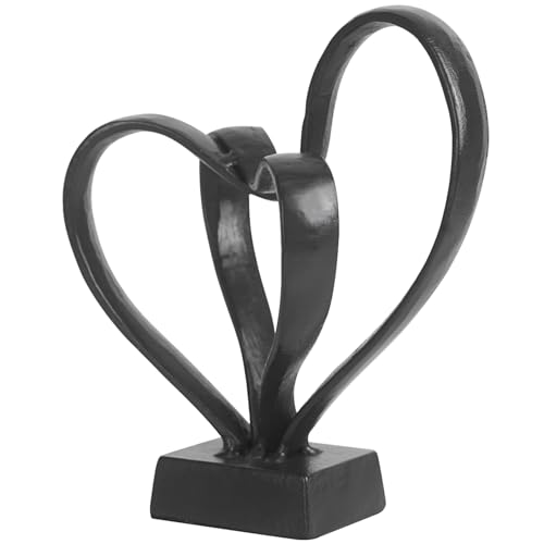 DreamsEden Cast Iron Interlock Hearts & Rose Sculpture, Anniversary Romantic Gift for Couples, Valentines Wedding Keepsake, Home Decor Statue - Image 4