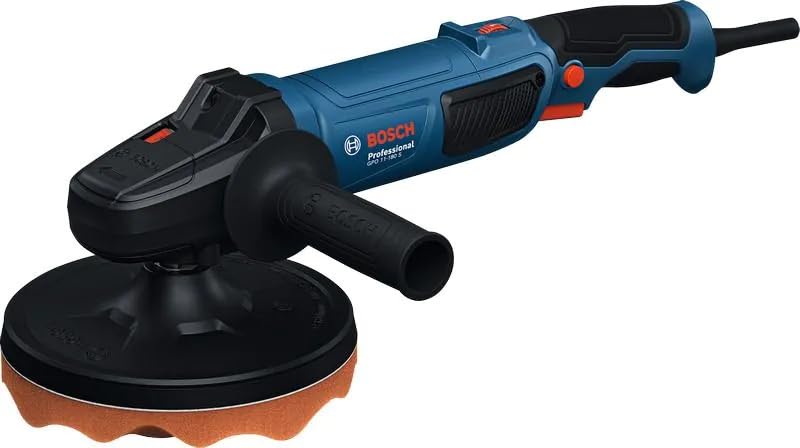 Image of Bosch Professional Polisher GPO 11-180 S, 1100W Corded Electric Buffer, 180mm Pad, 900-3800 RPM Variable Speed Machine for Car Detailing, Vehicle Paint Care, Metal Fabrication & Scratch Removal