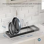 Pots and Pans Organizer under Cabinet, Expandable Pot Lid Organizer Holder with 10 Adjustable Compartment, Pan Organizers inside Cabinet for Lids, Bakeware, Kitchen Storage Pot Rack, Black - Image 2