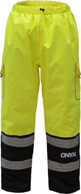 GSS Hi Vis Safety Overalls for Men Reflective Safety Work Rain Pants ANSI Class E Bib Waterproof Rip-Stop Workwear