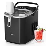 WIE Ice Maker Portable Ice Machine 12KG/24h with Self-Cleaning, 9 Ice Cubes 2 Sizes Ready in 6 Mins, Ice Maker with Handle, Quiet with Basket and Scoop, 1.3L Water Tank for Home,Kitchen,Office,Camping