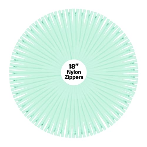 Image of Mandala Crafts 60 PCs Mint Closed-End 18 Inches Nylon Zippers for Sewing