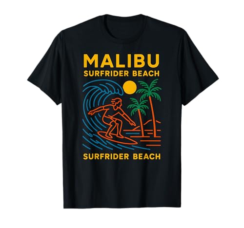 Malibu Surfrider Beach Vintage Mens Surfs Up T-Shirt