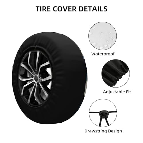 Image of Mountain Natural Scenery Starry Sky Moon Spare Tire Cover Universal Fit for Trailer RV SUV Truck Camper Weatherproof Wheel Cover 15 inch