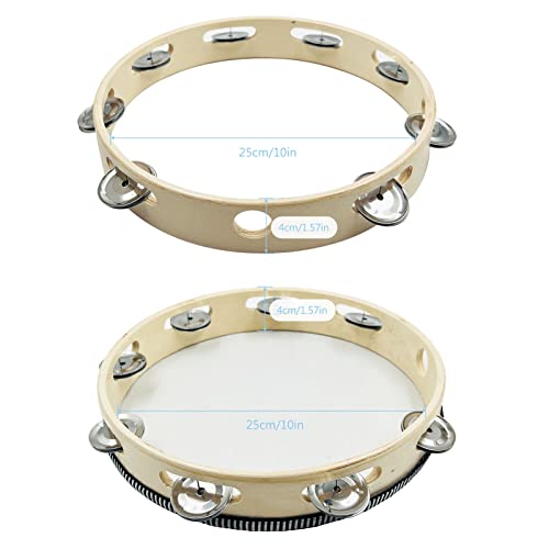image for 2 pcs 10 inch Tambourine, DaKuan Tambourines for Adults and Tambourine