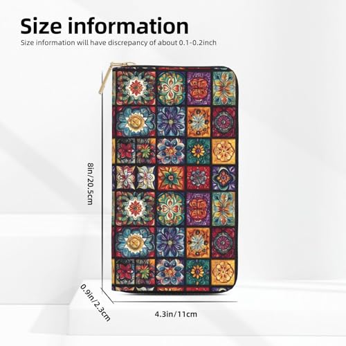 Vintage Floral Pattern Print Wallet Women Men, Long PU Leather Wallets for Women, Cute Womens Travel Wallet Purse Pouch with Zipper Pocket3