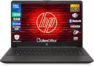 HP 250R G9, Computer Portatile Notebook, Intel 5-120u 10 Core 1.4Ghz, Display 15.6'' FHD, Ram 16GB, SSD 512GB, Windows 11, Pronto all'uso con Libre Office