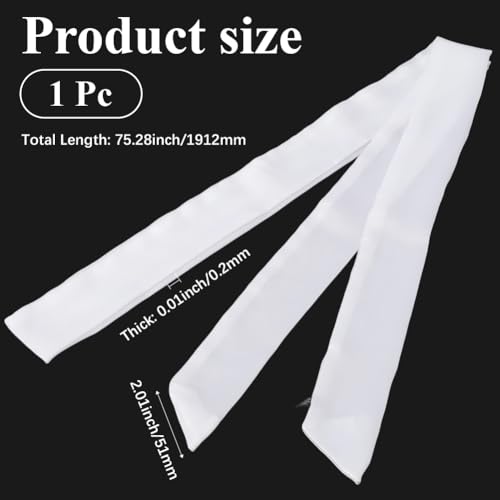 White Silk Chiffon Scarf Long Thin Solid Color Neckerchief Rectangle Skinny Belt Waistband Soft Satin Neck Tie Chocker Ribbon Scarves for Women Costume Accessory Handbag Handle Hairband2