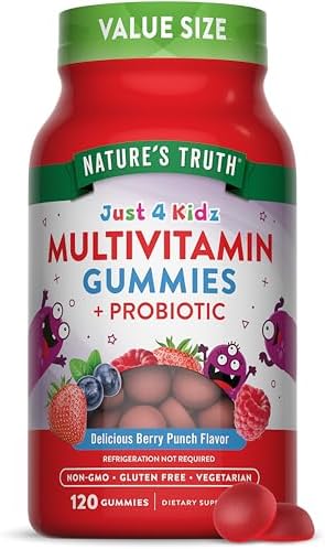 Nature’s Truth Kids Multivitamin Gummies with Probiotics | 120 Count | Berry Punch Flavor | Vegetarian, Non-GMO & Gluten Free Supplement