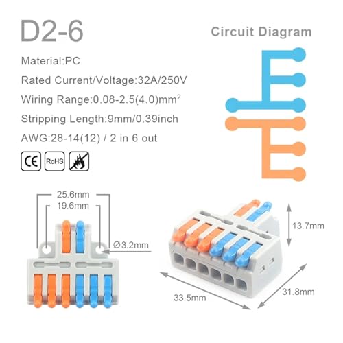 Connecteur de fil rapide universel compact 2/3 broches avec trou de fixation pour dérivation - 2