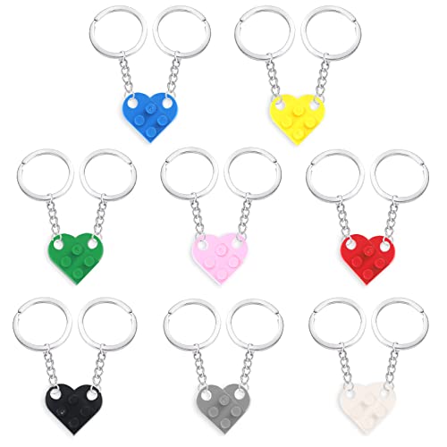 CAINCAY Lot de 8 porte-clés en forme de cœur en brique avec pendentif en forme de cœur, porte-clés briques pour couples amoureux de petite amie, Colorful, taille unique Cover